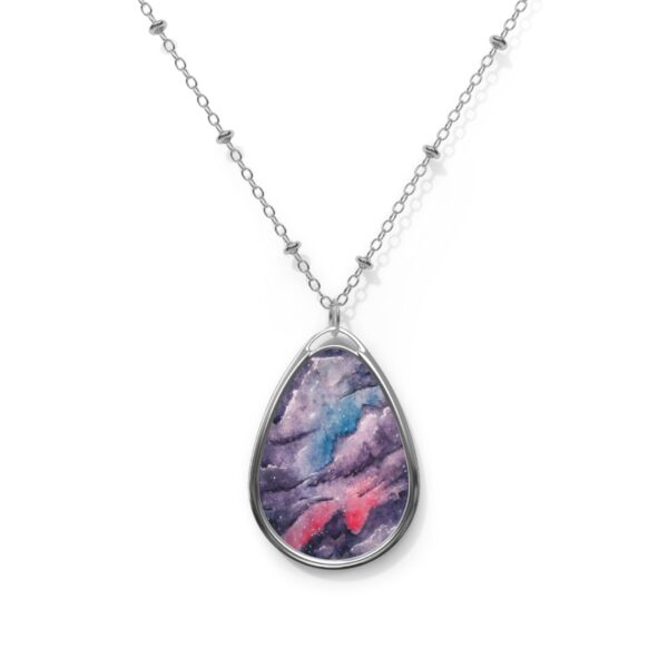 Necklace - Galaxy Watercolor Oval Pendant