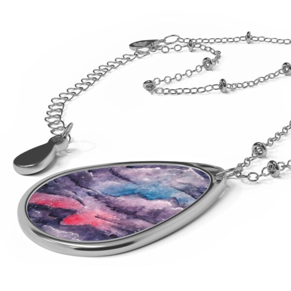 Necklace - Galaxy Watercolor Oval Pendant - Image 3