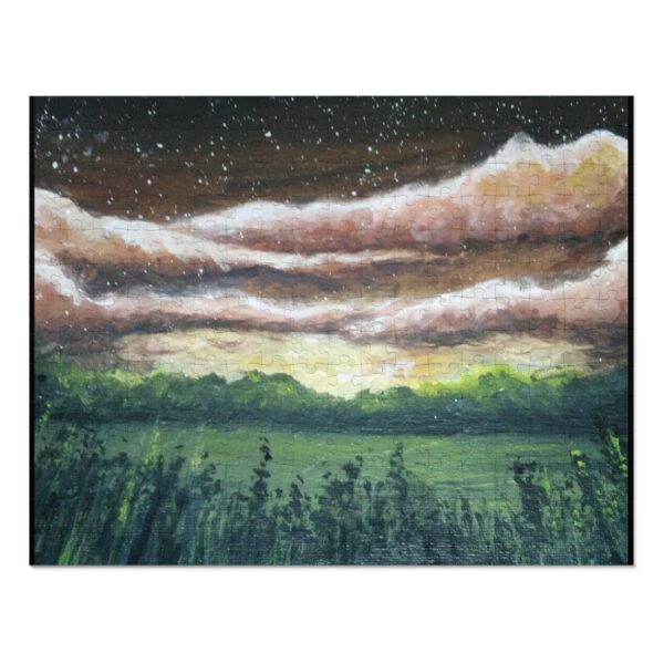 Puzzle: Vibrant Morning Sky Acrylic Painting