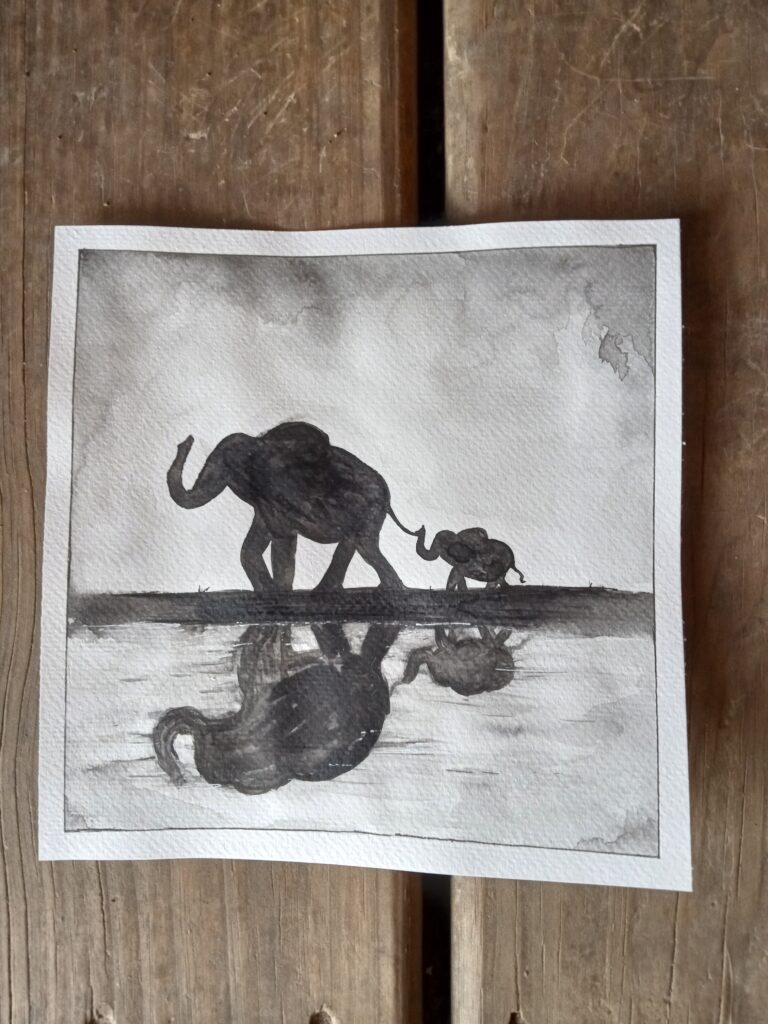 Mom and Baby Elephant
