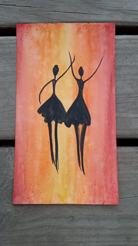 "Women dancing" watercolor & ink